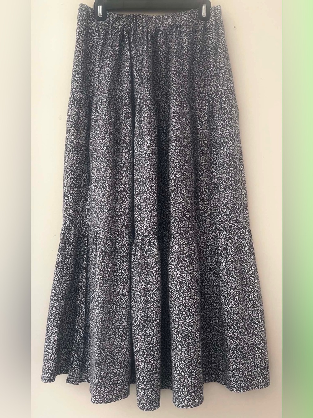 Rylee + Cru Black Tiered Maxi Skirt with Floral Print